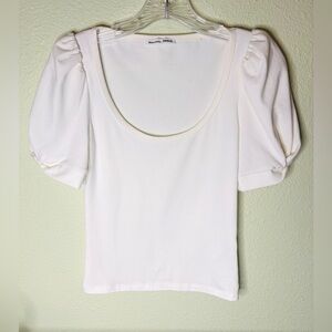 Reformation Ivory Frances Puff Sleeved Shirt Size: XS